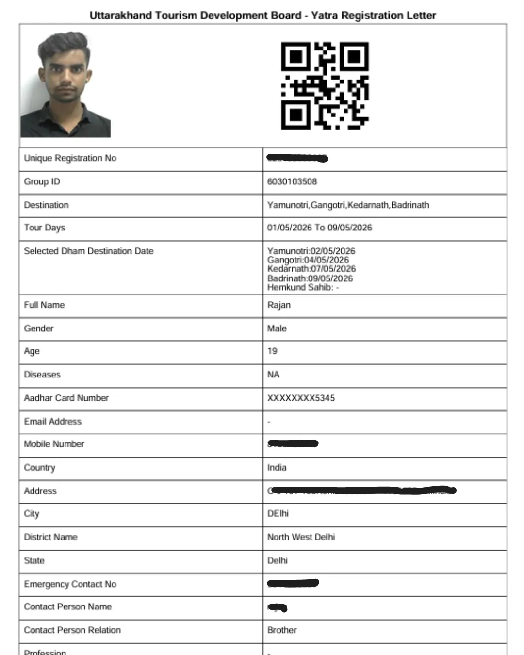 kedarnath registration online e pass