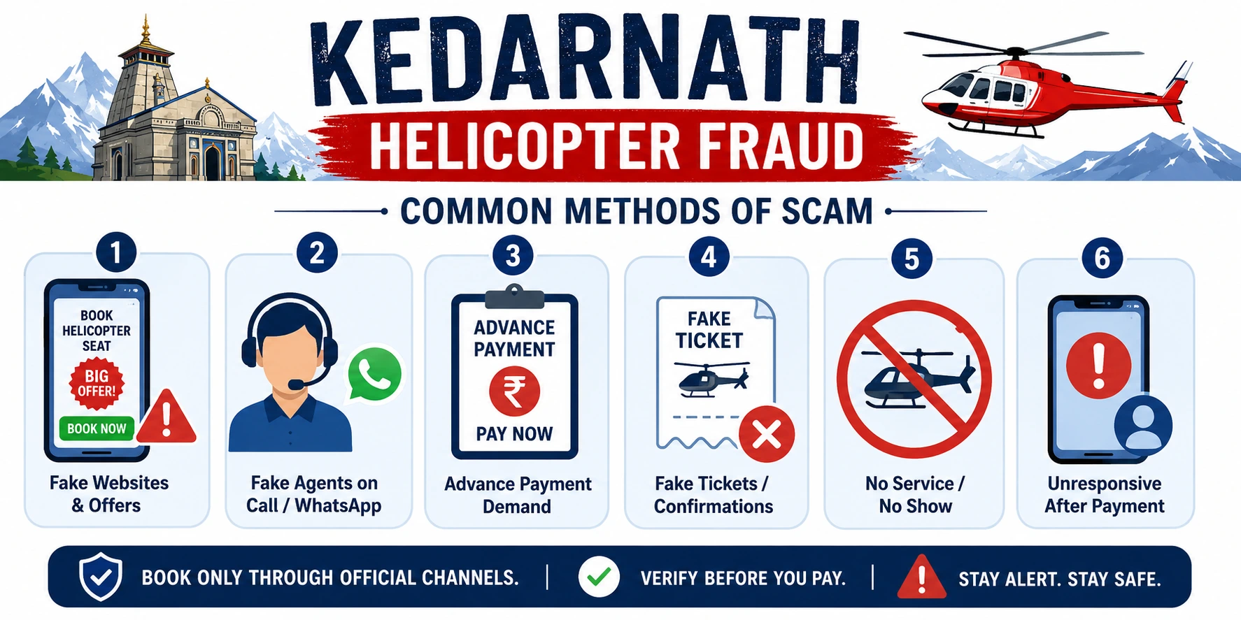 common scam methods of Kedarnath Helicopter Fraud