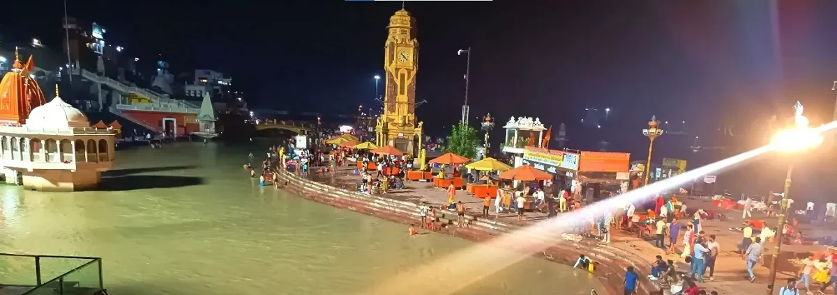 clock tower in haridwar at night